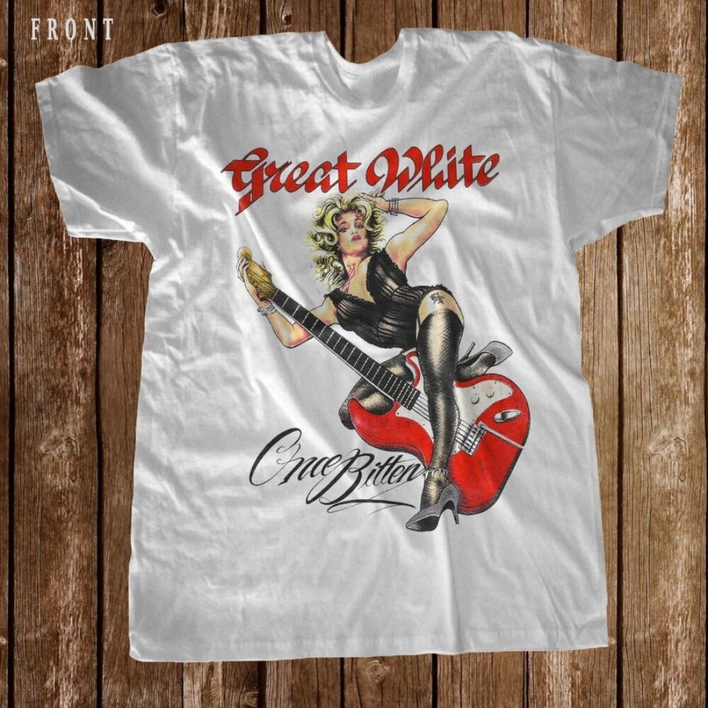 Great White Once Bitten Vintage Rock Band Shirt, 80s Metal Graphic Tee 17
